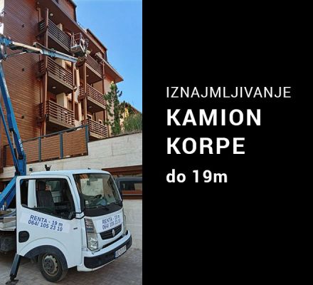 Iznajmljivanje kamion korpe za rad na visini do 19m