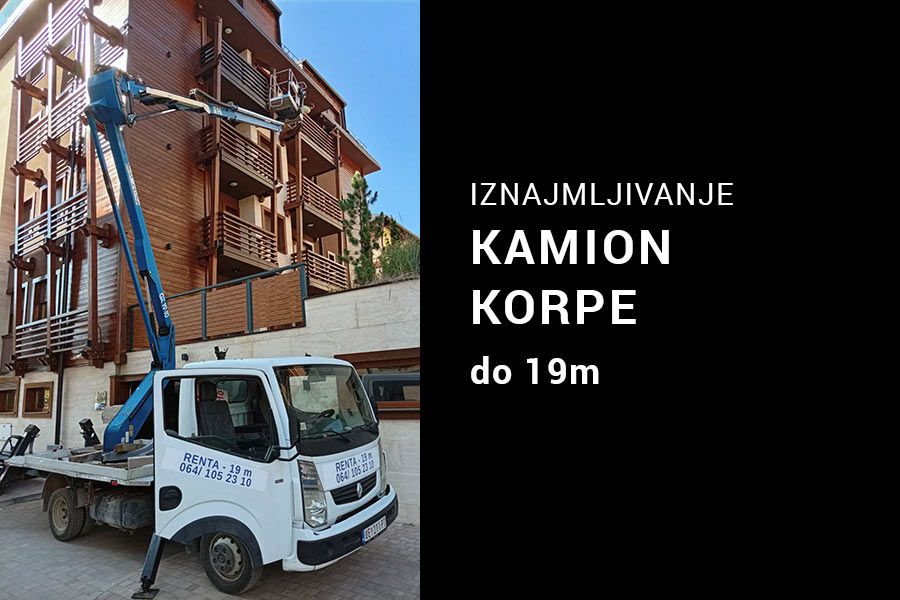 Iznajmljivanje kamion korpe za podizanje tereta do 19m